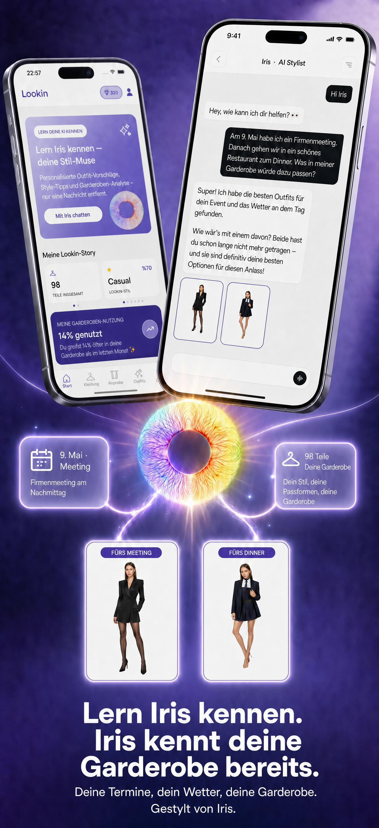Outfit-Share-Cards in redaktionellen Magazin-Rahmen