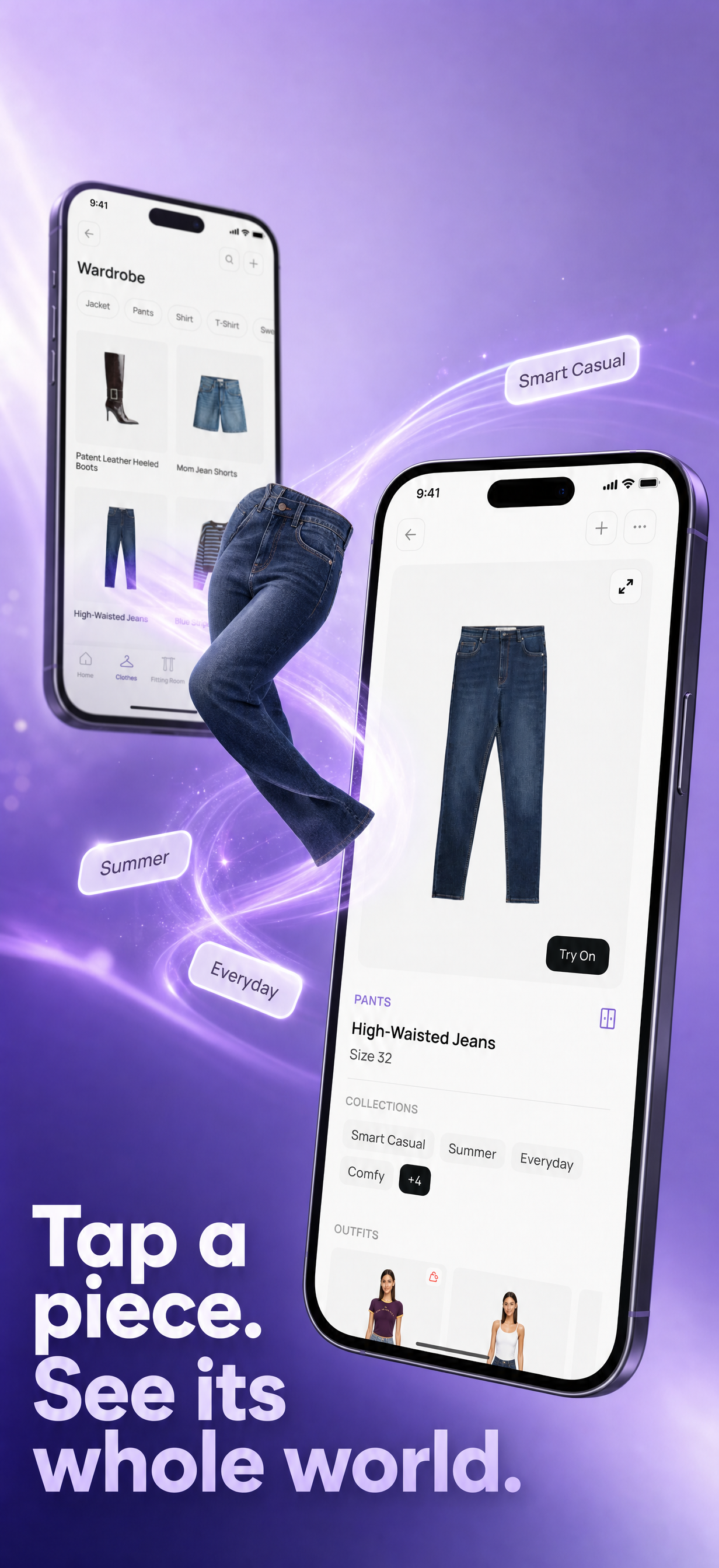 The Fitting Room, with your pieces rendered into a look on your model