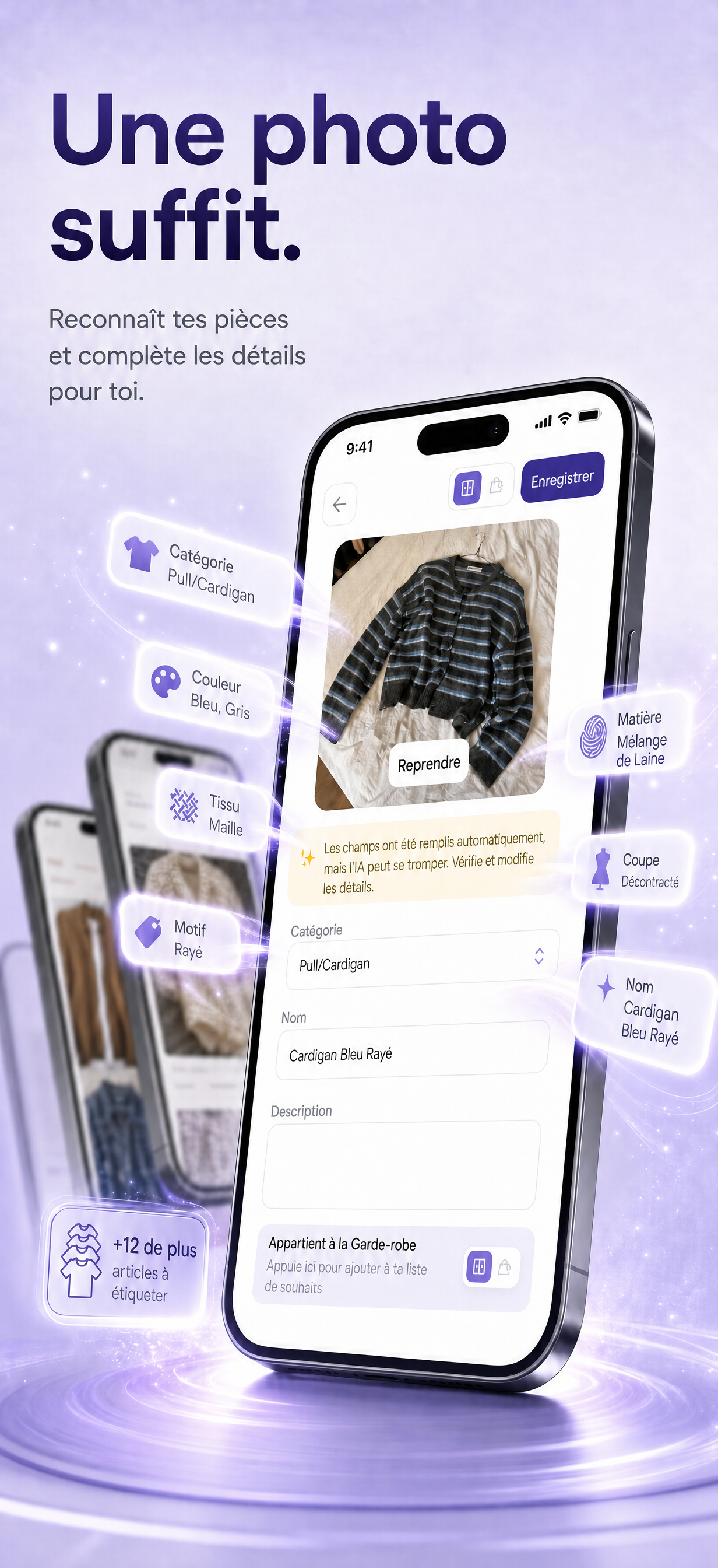 La fiche détaillée d'une pièce avec ses collections et ses tenues