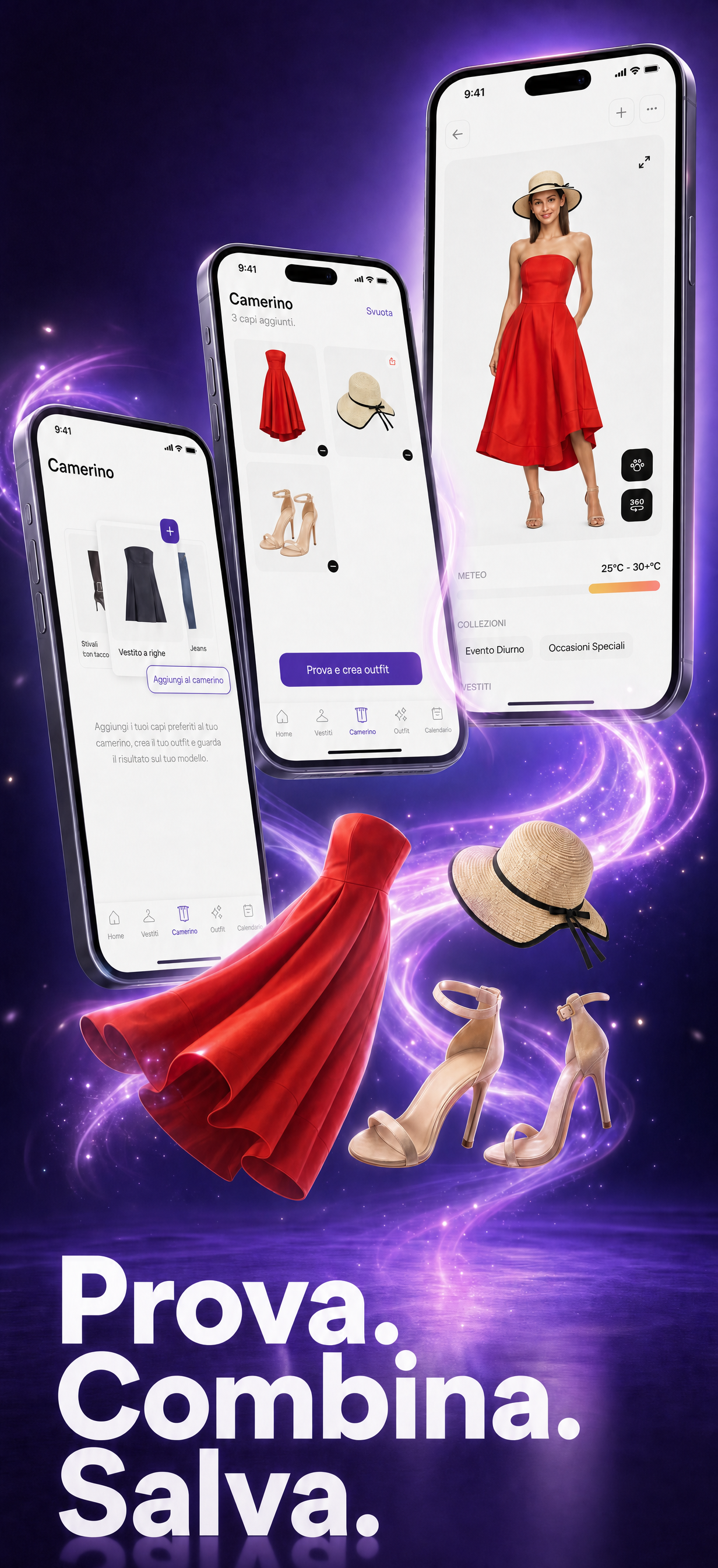 Lo stylist IA Iris mentre suggerisce gli outfit per la tua giornata